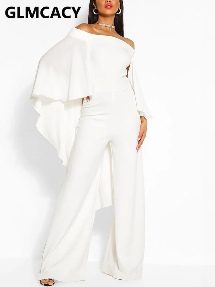 

Женские комбинезоны с открытыми плечами и широкими штанинами