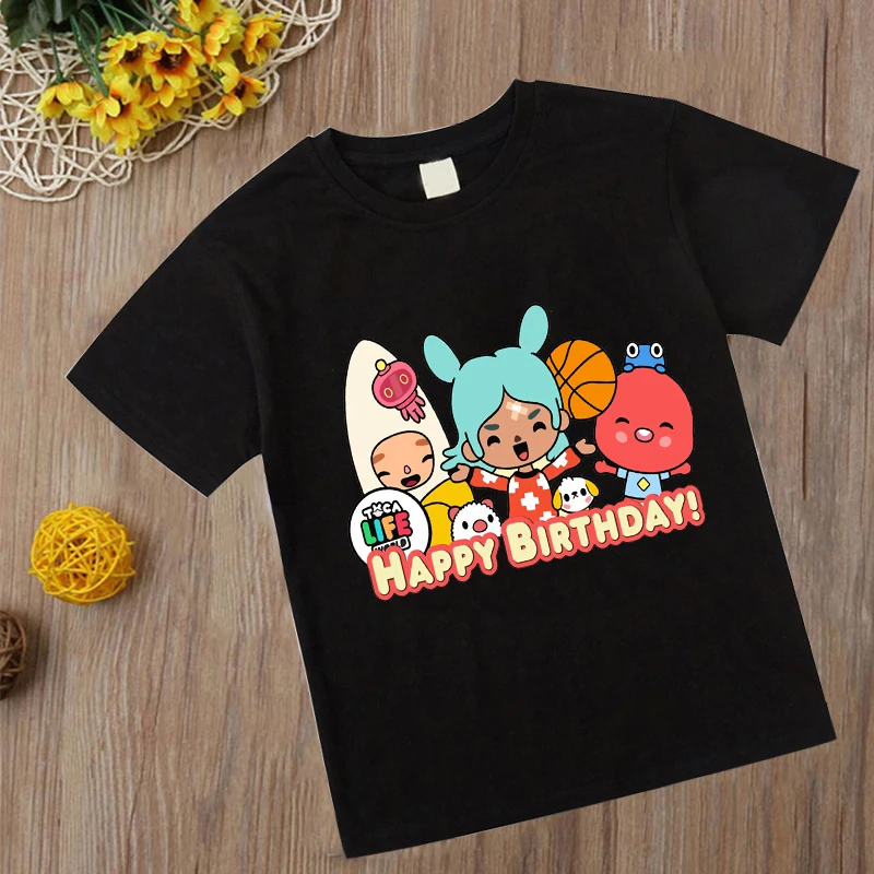 Новинка Детская футболка с рисунком игры Toca Life World аниме бока детские топы для