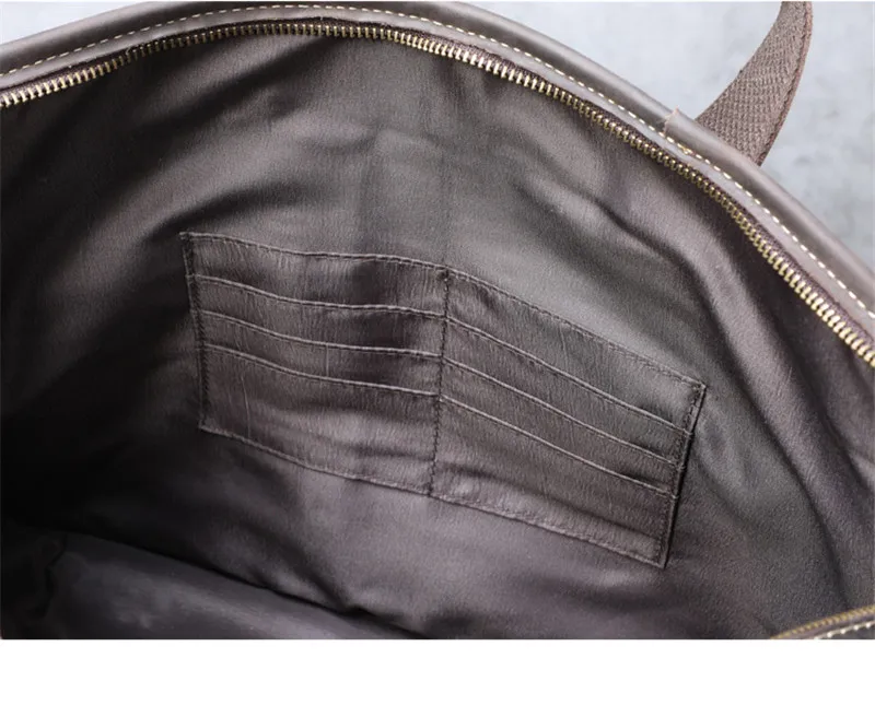 Retro Crazy Horse Skin men multi-pocket business computer portable briefcase daily travel large-capacity shoulder messenger bag