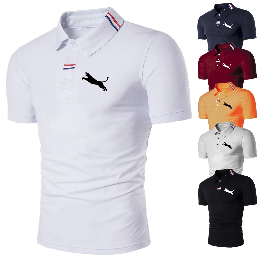 

Мужская дышащая рубашка-поло с коротким рукавом и лацканами