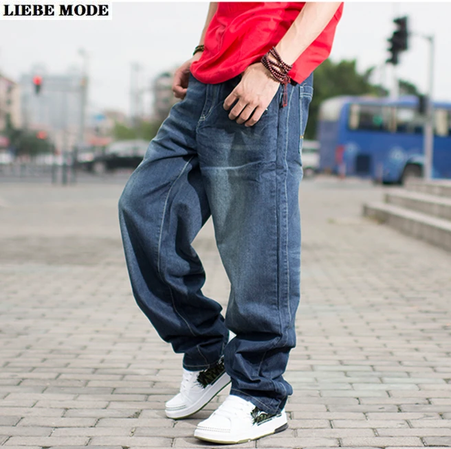 Mens Oversized Baggy Jeans Men Black Blue Straight Wide Leg Cotton Denim Pants Hip Hop Fashion Loose Skateboard Jean Plus Size