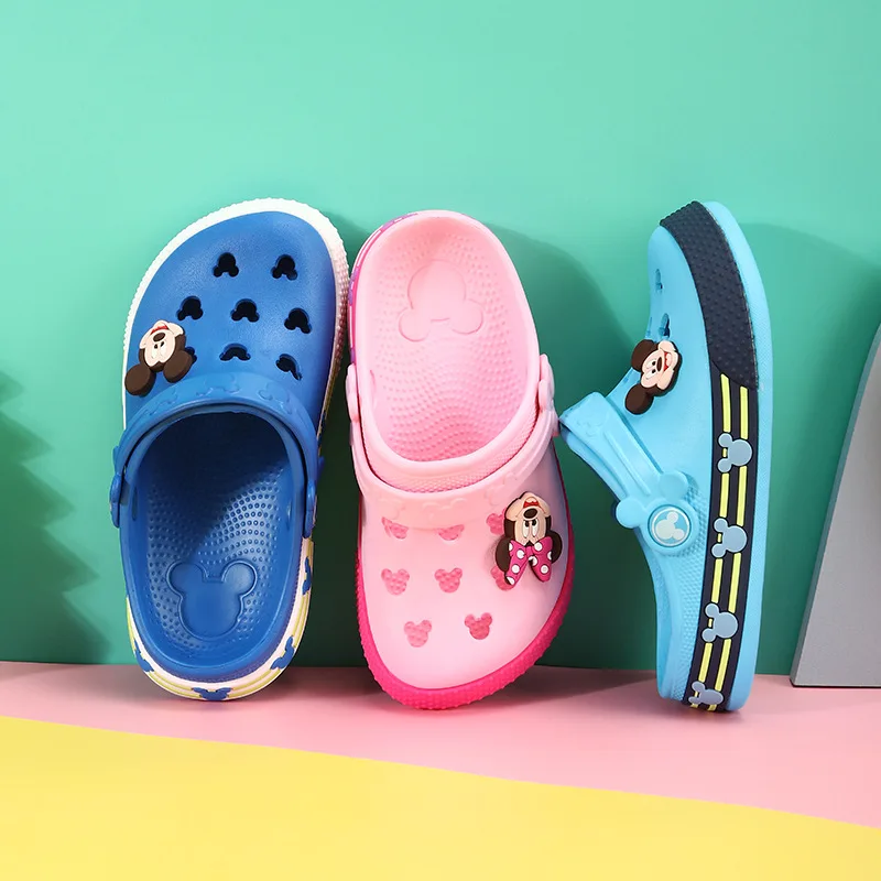 Disney Cartoon Boys And Girls Casual Shoes Summer Slippers Mickey Mouse Garden Beach Hole Shoes