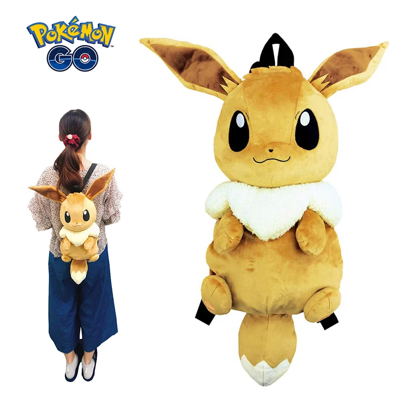 

Kawaii Pokemon Backpack Plush Suffed Toy Eevee Mew Snorlax Mimikyu Pikachu Bag Soft Schoolbag Kid Gift Doll