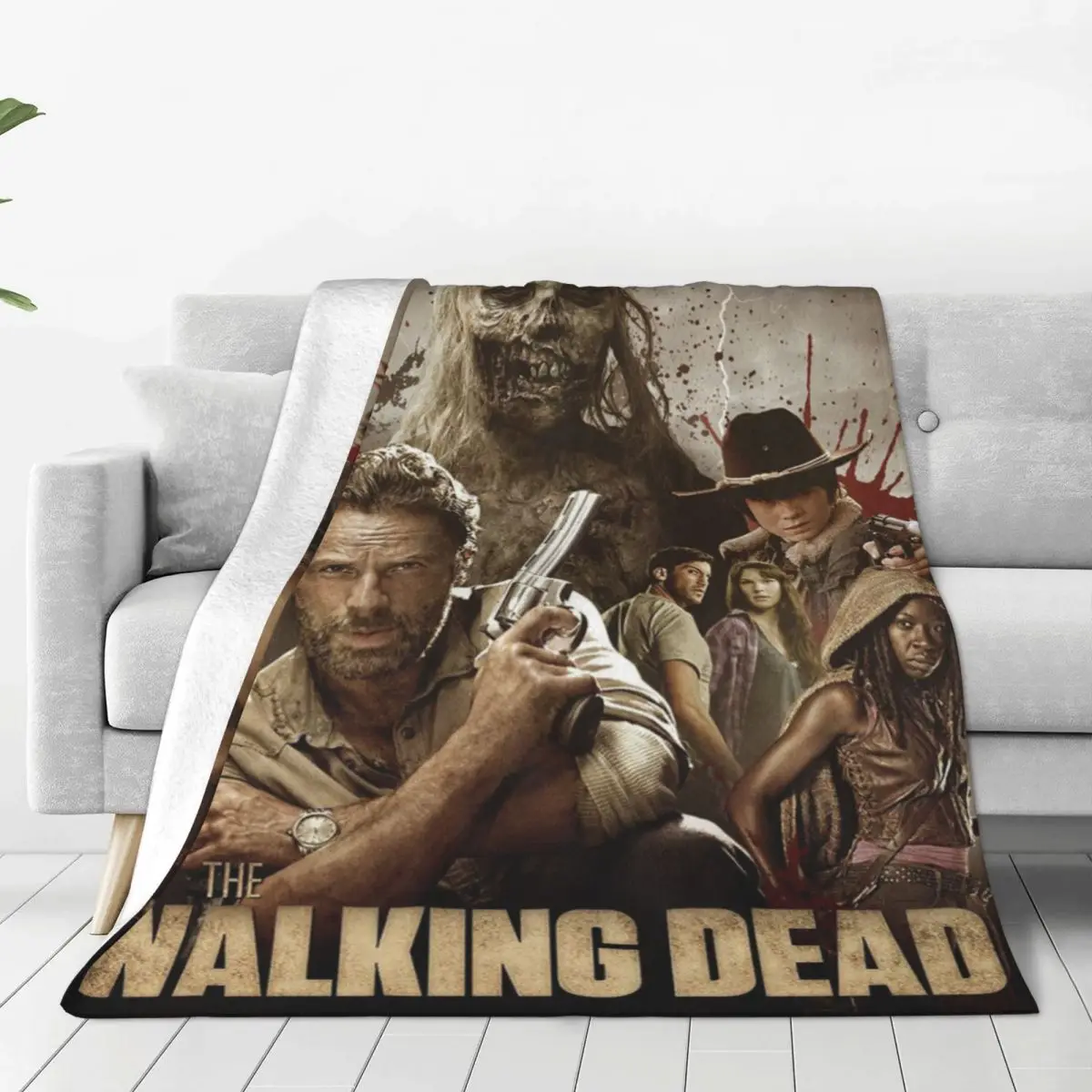 

The Walking Dead Horror Flannel Blanket Classic Films Drama Series Vintage Throw Blankets for Home 200x150cm Bedspread