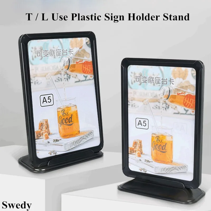 

A6 100x150mm T / L Use Restaurant Menu Paper Holder Stand Plastic Sign Holder Display Stand Price Label Card Stand