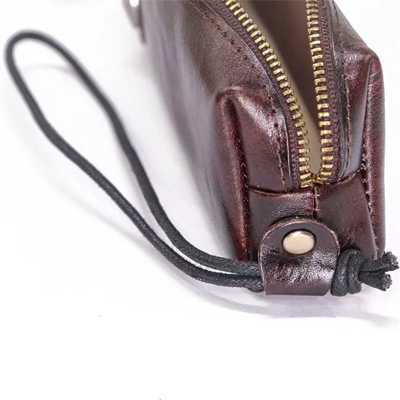 Simple leisure luxury natural genuine leather glasses storage bag daily outdoor first layer cowhide cosmetic bag coin purse