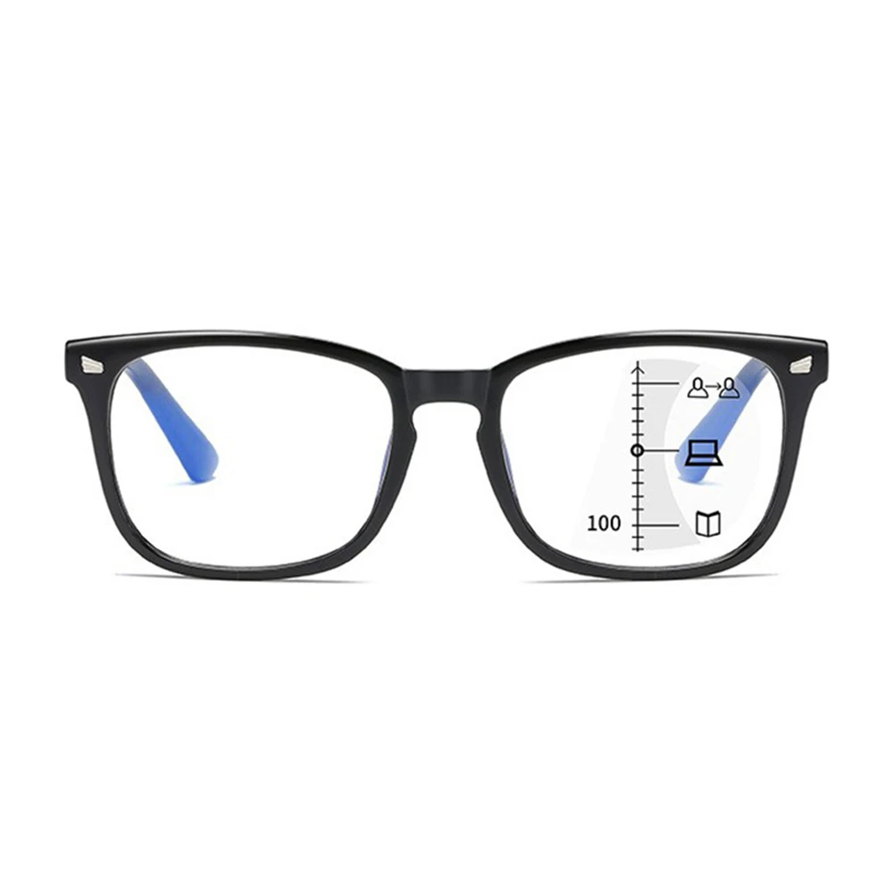 

Multi-Focus Reading Glass Anti Blue Light +1.00D to +4.00D Presbyopic Glasses for Business Unisex Functional Rectangle Lens FS99