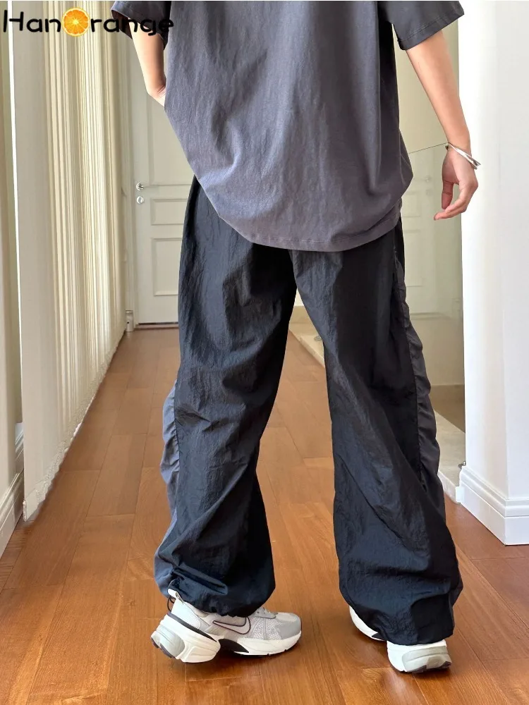 HanOrange 2024 летние уличные лоскутные плиссированные повседневные брюки женские