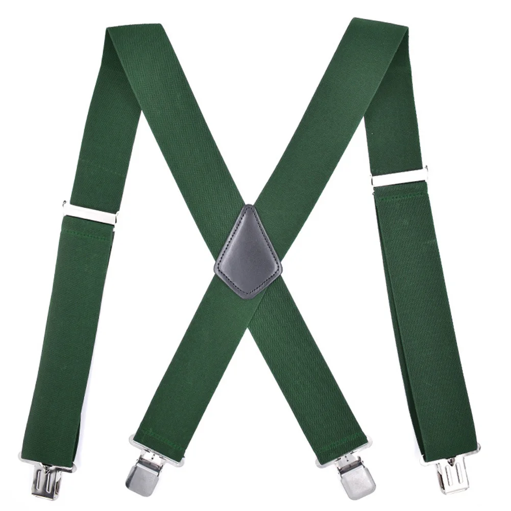 

Men Elastic Suspender X Back Adults Apparel Accessory Braces Swivel Hook Heavy Duty Adjustable Solid 4 Clips