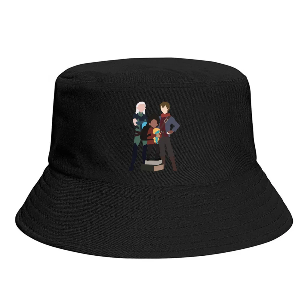 

Summer Unisex Leisure Bucket Hats The Trio Women Men Fishing Fisherman Hat The Dragon Prince Rayla Callum Ezran Zym Bait Sun Cap