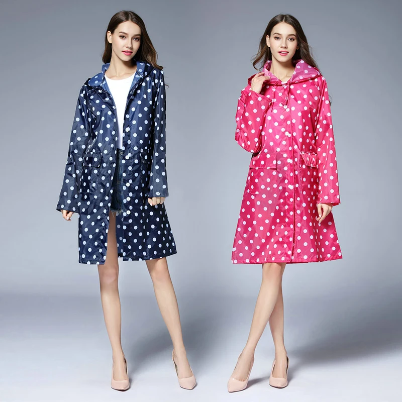 

Portable Fashion Cute Dots Raincoat Women Poncho Waterproof Hooded Rain Wear Outdoor Coat Jacket Suit Wholesale Dropshipping