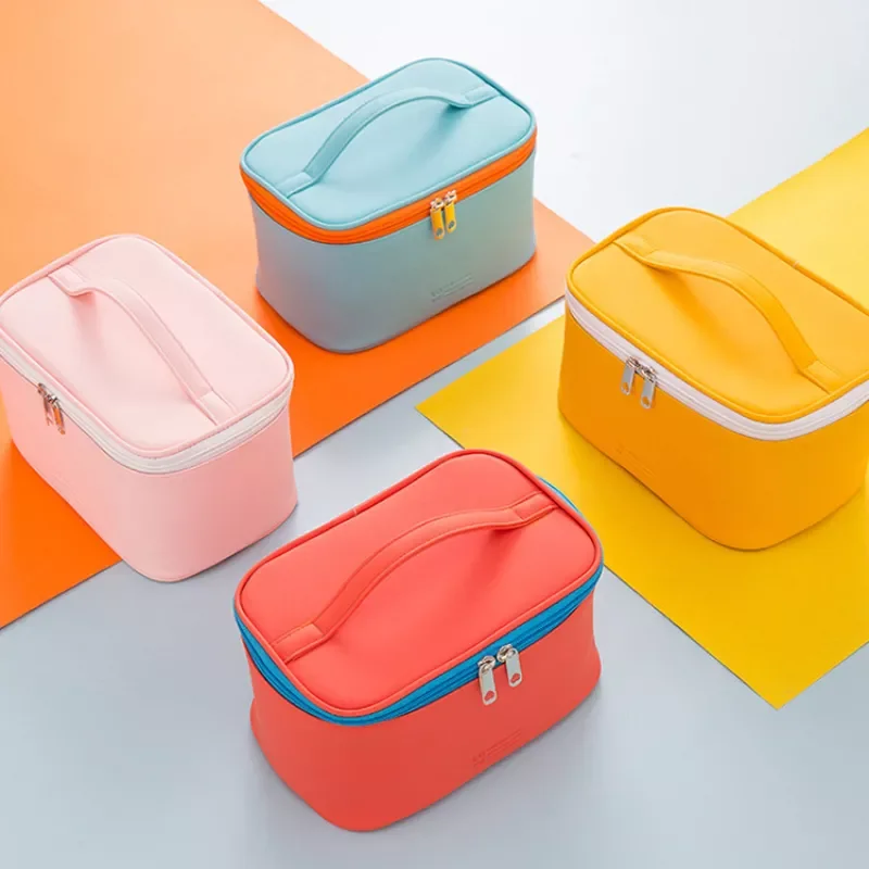 

2022New Ins Style Multifunctional Cosmetic Bag for Women Blue Yellow Wash Bag Portable Waterproof Swimming Bag Home Travel Stora