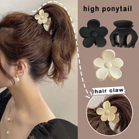 3cm hair claw flower black white brown color plastic matte side hair clips girls small hair accessories for women high ponytail