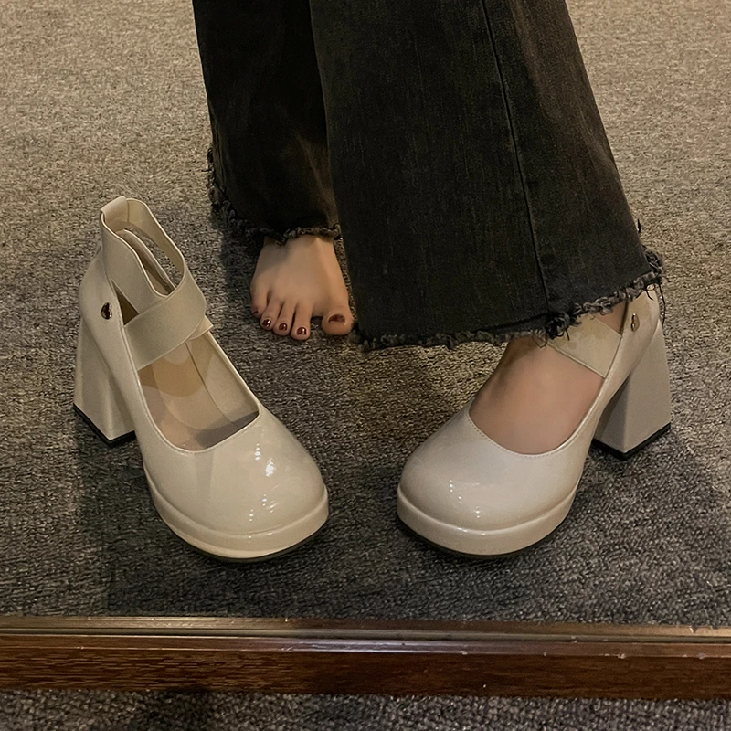 Mary Jane Women's Shoes 2023 New Fashion Platform High Heels Solid Lolita High Heels Casual Dress Shoes Women's Shoes Sandals