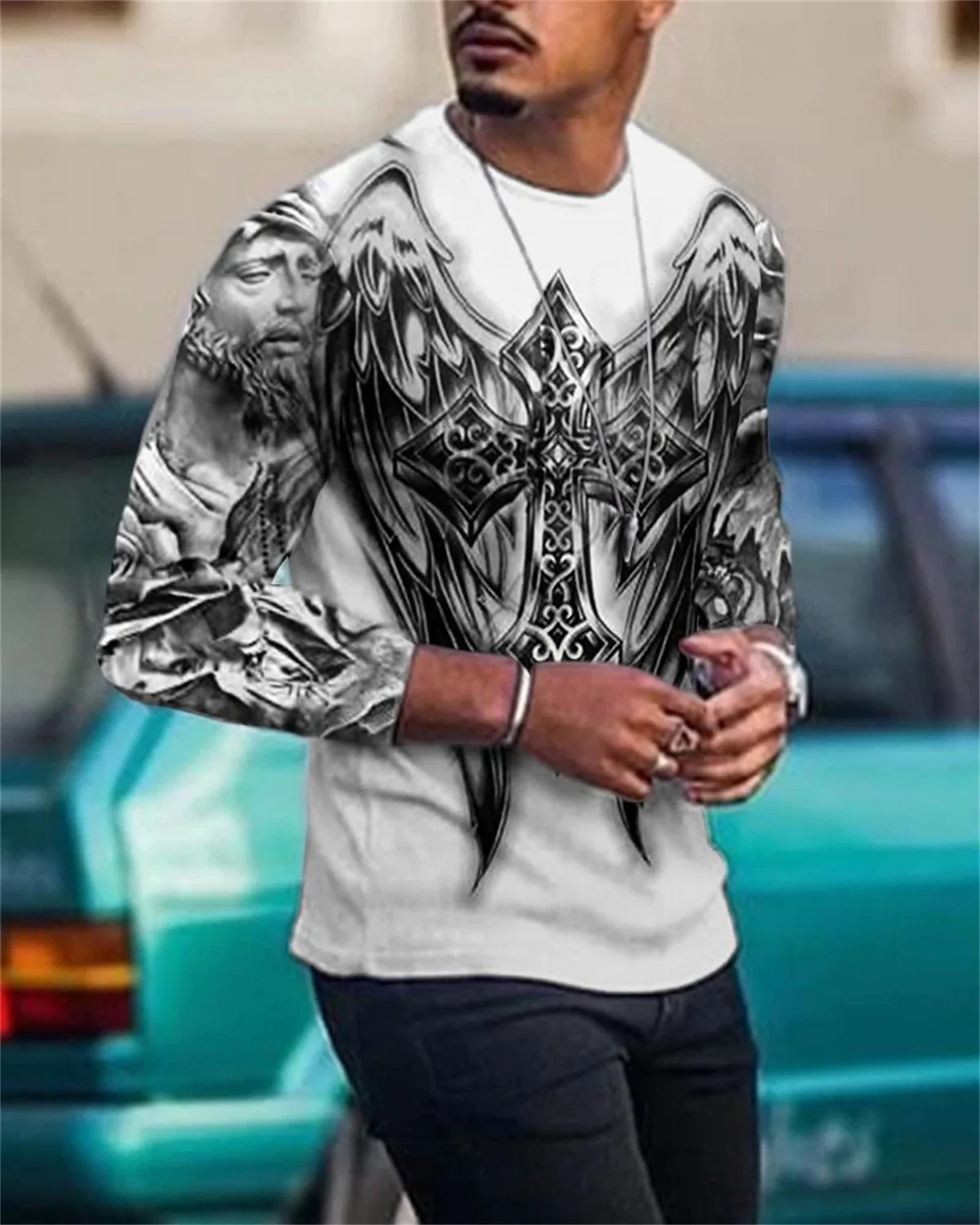 

Autumn Men's Casual Round Neck T-Shirts Long Sleeves, Fitness Sports Body Shirts, Trendy Street Outdoor Sports Casual Long Sleev