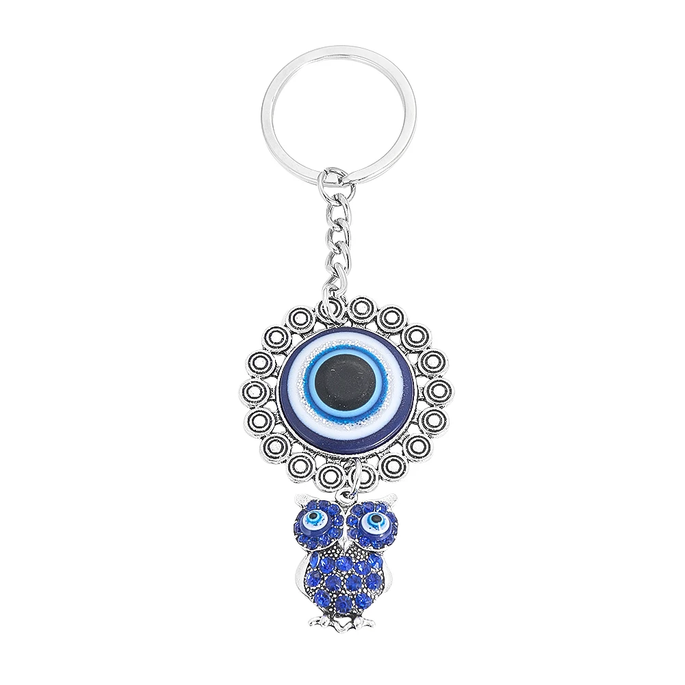 

Lucky Owl Pendant Turkey Blue Evil Eye Key chains Car Key Ring Backpack Pendant Auspicious Amulet Jewelry Gift Wholesale