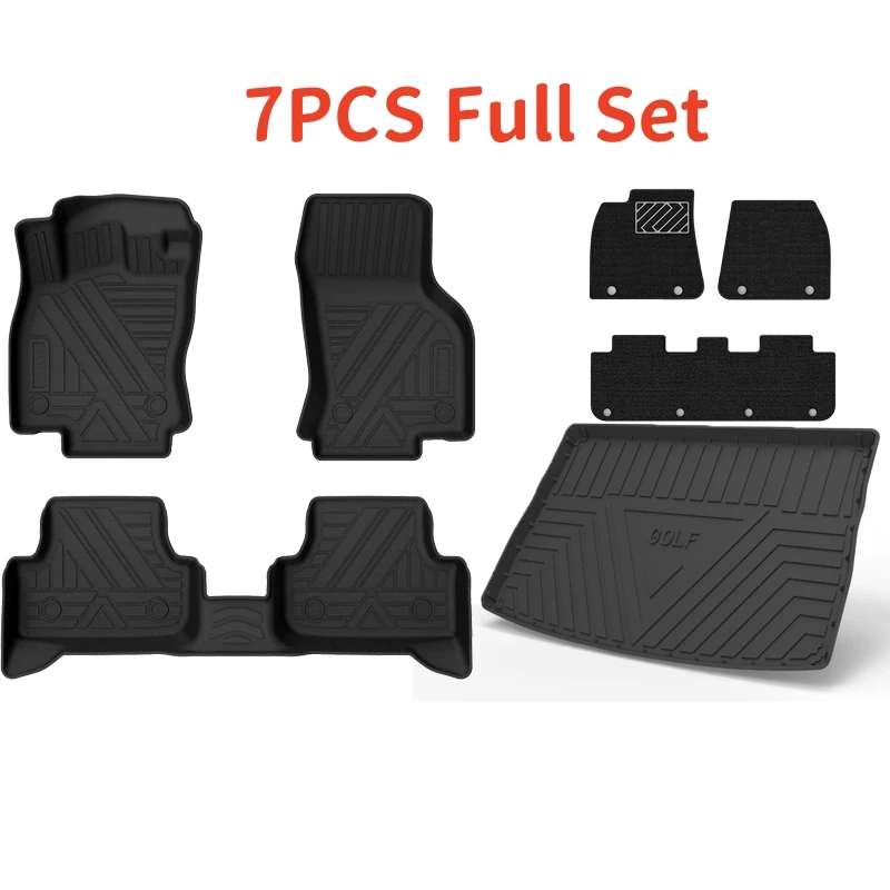 

Для VW Golf 8 2021-2025 TPE напольные коврики и коврик в багажник, противоскользящие двухслойные грузовые вкладыши для защиты от атмосферных воздействий