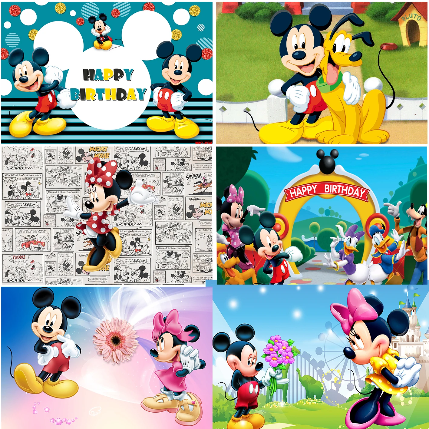 

Disney Cartoon Mickey Minnie Mouse Backgrounds Children Birthday Party Baby Shower Customized Decoration Studio Prop Backdrops