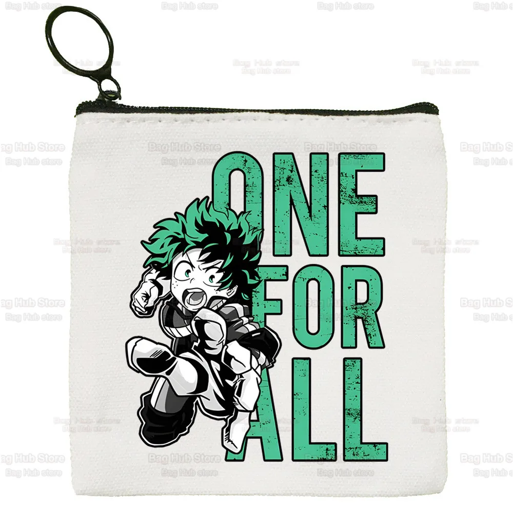 Boku No Hero Anime Cute Mini Coin Purse Canvas Student Wallet  My Hero Academia Bakugou Coin Case Zipper Hand Female Key Case