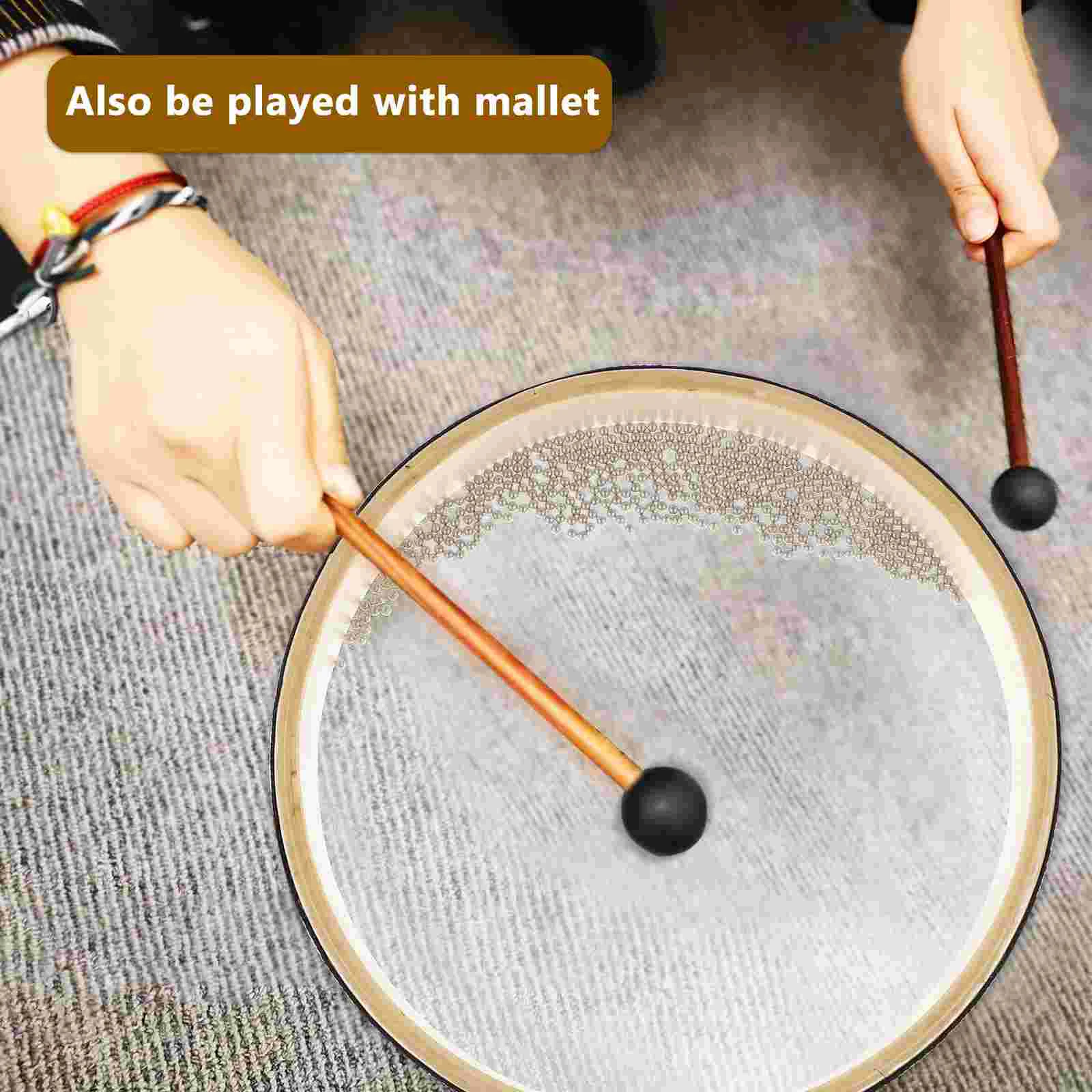 

2 Pcs Adult-toys Surf Drum Musical Instruments Ocean Drums Steel Balls Beads Kid Wood Child