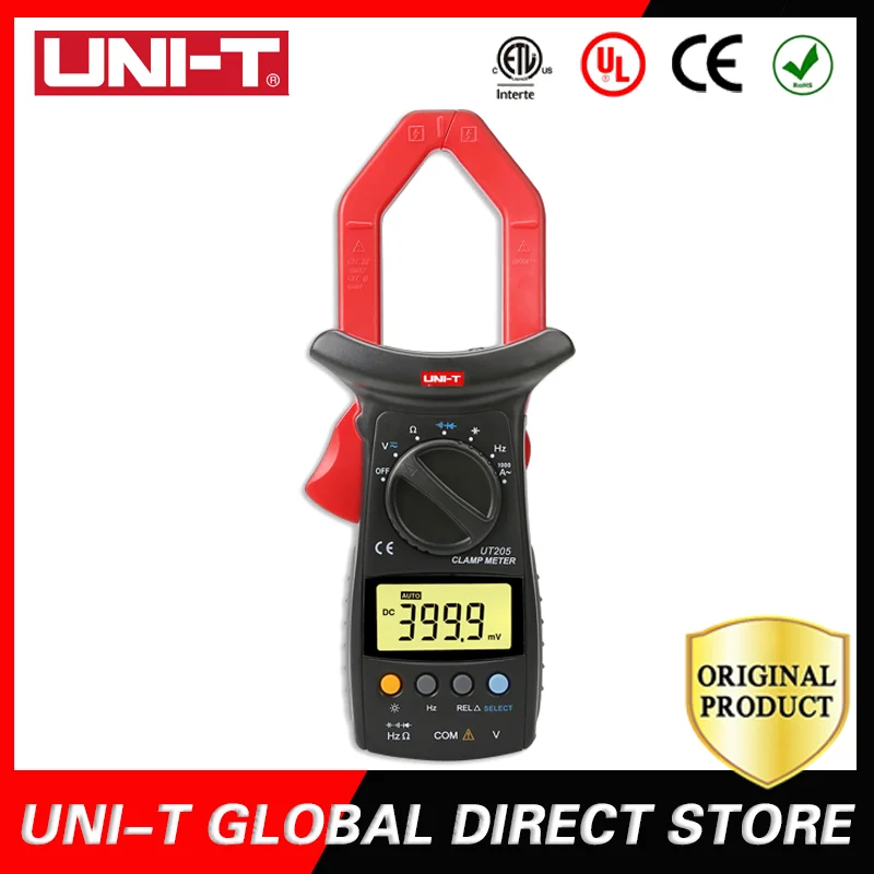 

UNI-T 1000A AC digital clamp meter/multi-function universal ammeter/clamp head lighting UT205/UT206