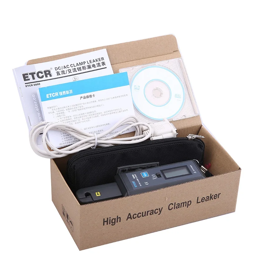 Стандартный измеритель тока утечки ETCR6000 AC DC 0mA-60.0A Бесконтактный автомобильный