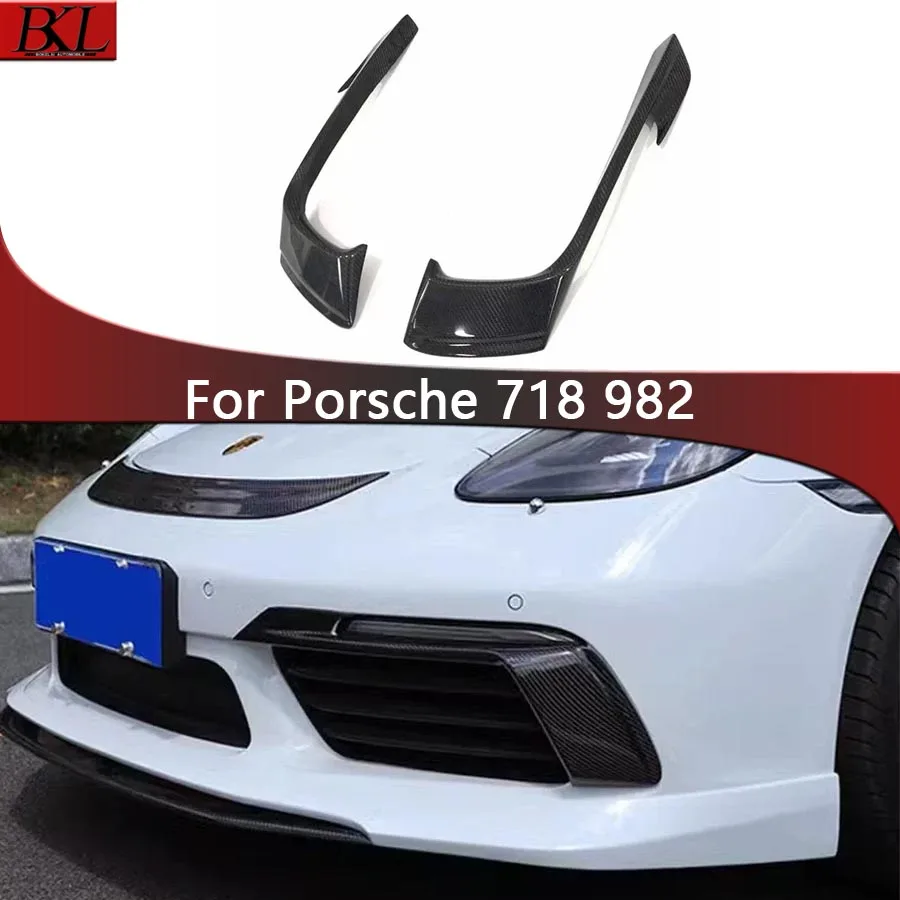 Углеродное волокно для Porsche 718 982 Cayman Boxster ветровой нож Лезвие переднего бампера