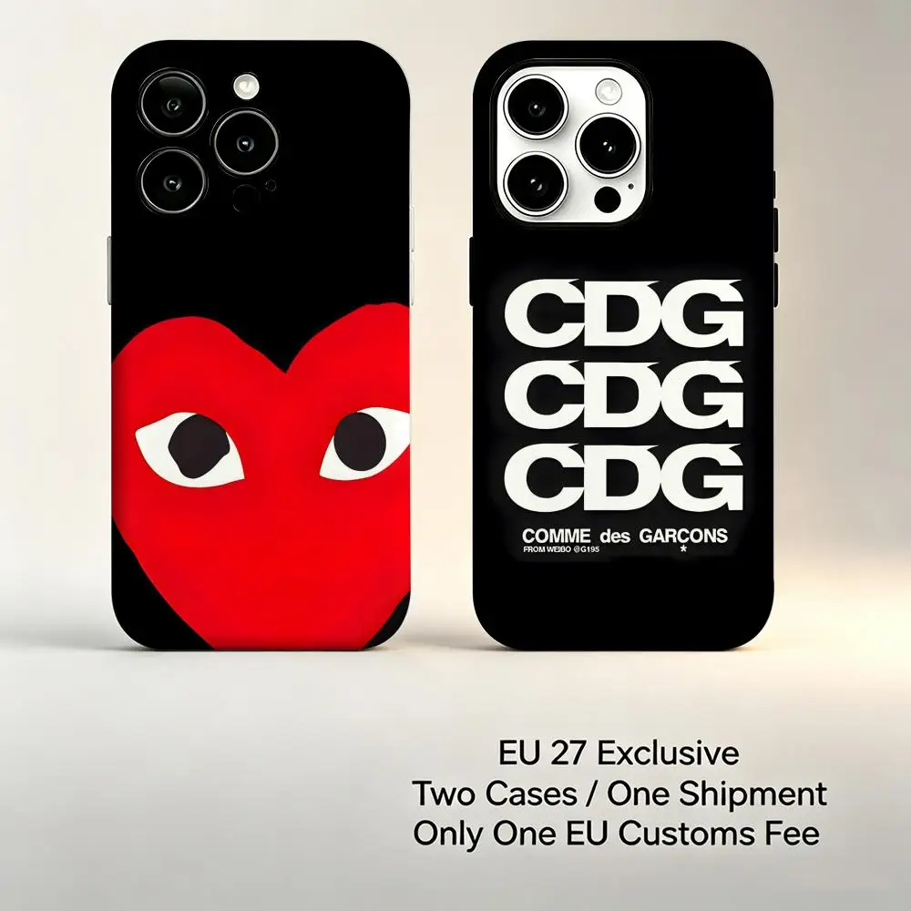 Фото Новый роскошный чехол для телефона с красным сердцем C-CDG Love для iPhone 17 16 15 14 13 12 11 Pro Max X XR XSMax Plus, глянцевый, из твердого поликарбоната №1