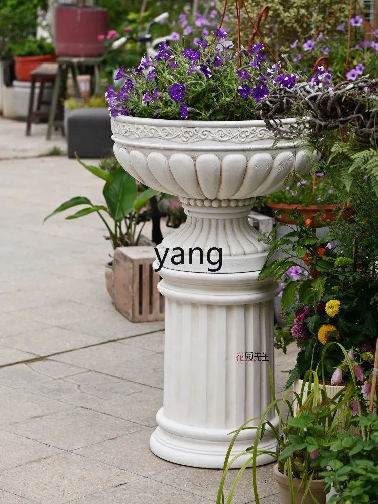 Левый цветочный горшок большого диаметра цветочное зеленое растение украшение в