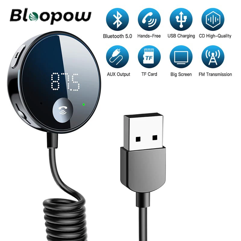 

Bloopow Bluetooth 5.0 Car Audio Transmitter Wireless Bluetooth FM Transmitter AUX Audio Receiver MP3 Player Car Kit Handsfree