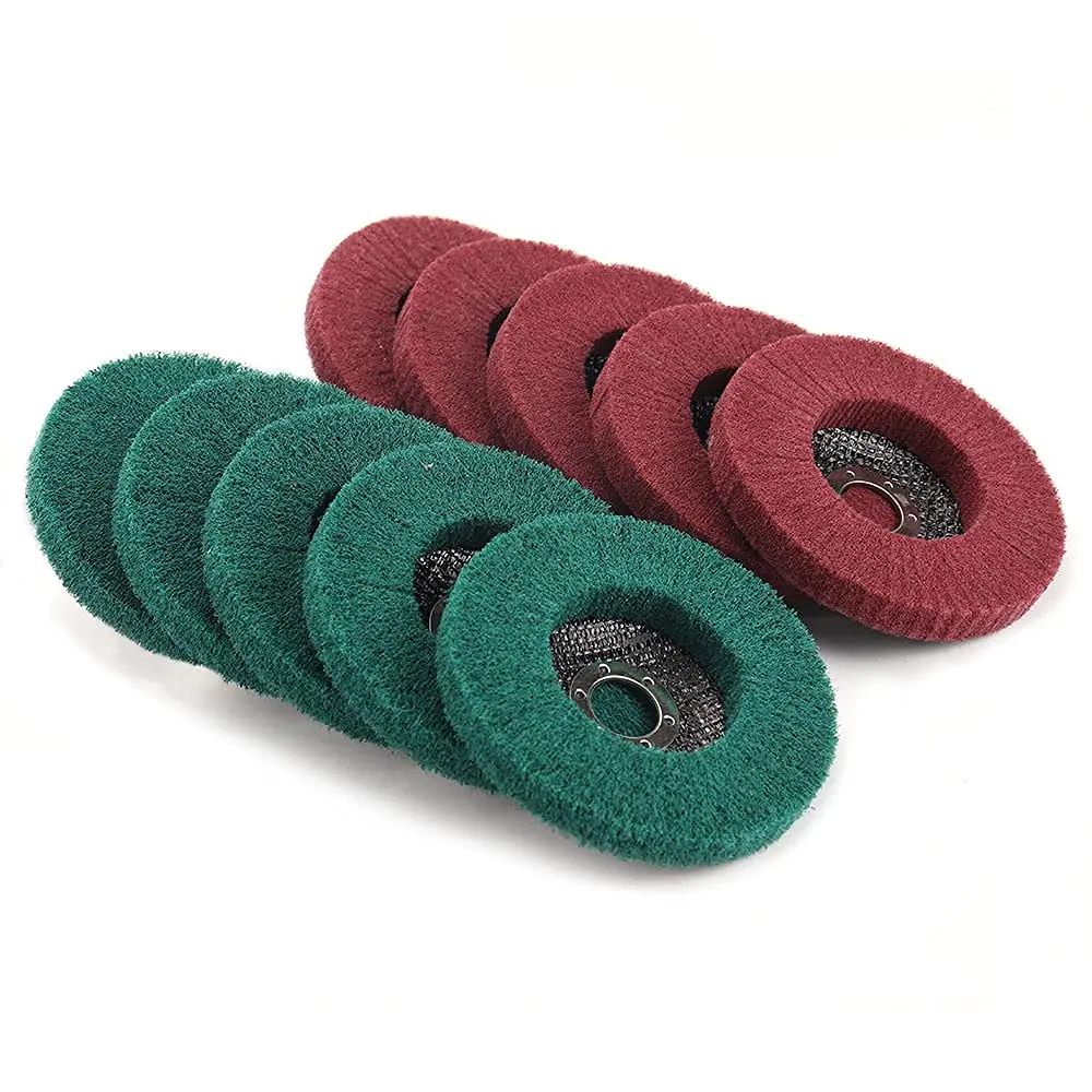 

10Pcs Nylon Fiber Flap Disc Set 180&320 Grit Abrasive Grinding Polishing Wheel Non-Woven 5" x 7/8" Scouring Pad Sanding Buffing