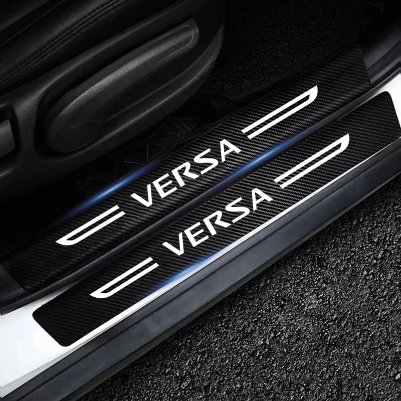 

Car Door Sill Threshold Sticker for Nissan Versa Logo 2023 Trunk Bumper Guard Decals Carbon Fiber Door Pedal Strips Accessories