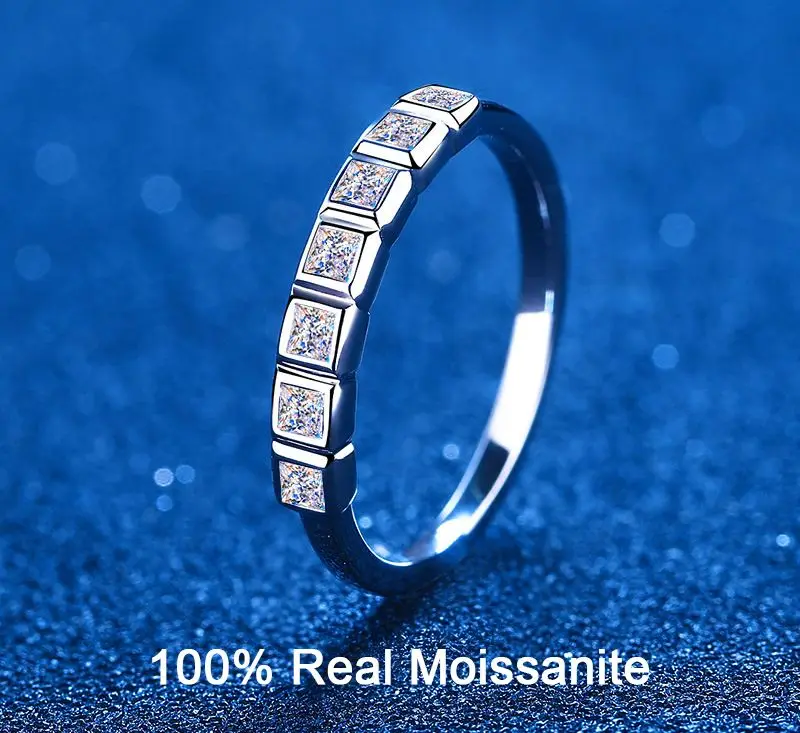 

0.56CT Lab Diamond Ring Pass Diamond Test Moissanite Wedding Rings Stackable Band Princess Cut 7 Stones Bridal Promise Rings