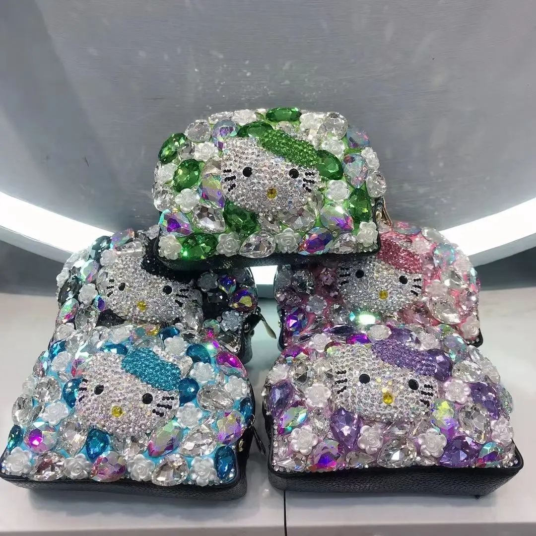 

Sanrio Y2K Hello Kitty Stuff Anime Figure Diamond Wallet Girlfriend Birthday Present Cute Cartoon Toy Colored Stones Big Drill