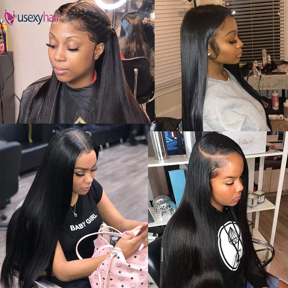 Straight Human Hair Wigs 13x4 Lace Front Brazilian Remy Hair 180% Density Transparent HD Lace Frontal Wig for Women Pre Plucked