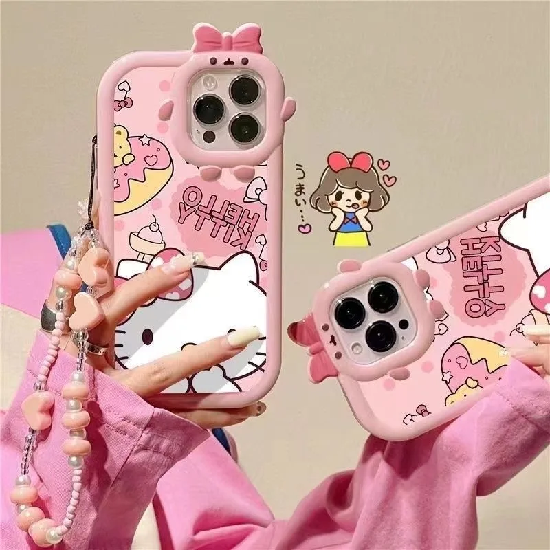 

Sanrio Cartoon Hello Kitty With Bracelet Phone Case For iPhone 14 13 12 11 Pro Max X XS XR 7 8 SE PLus Shockproof Cover