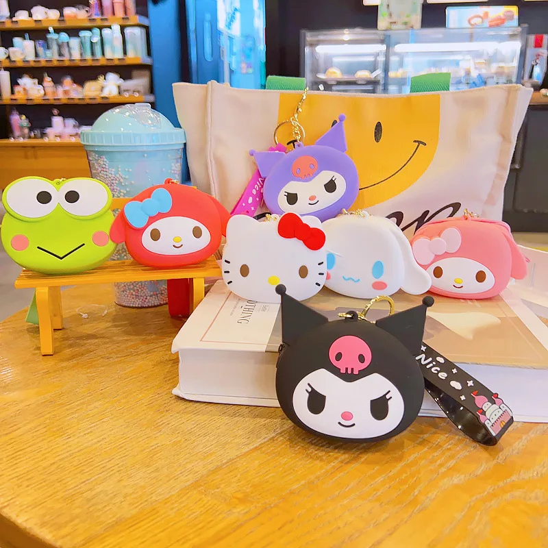 

Cartoon Sanrio Wallet Kawaii Hellokitty Melody Cute Kuromi Bag Cinnamonll Storage Small Wallet Key Chain Pendant Girl Gift