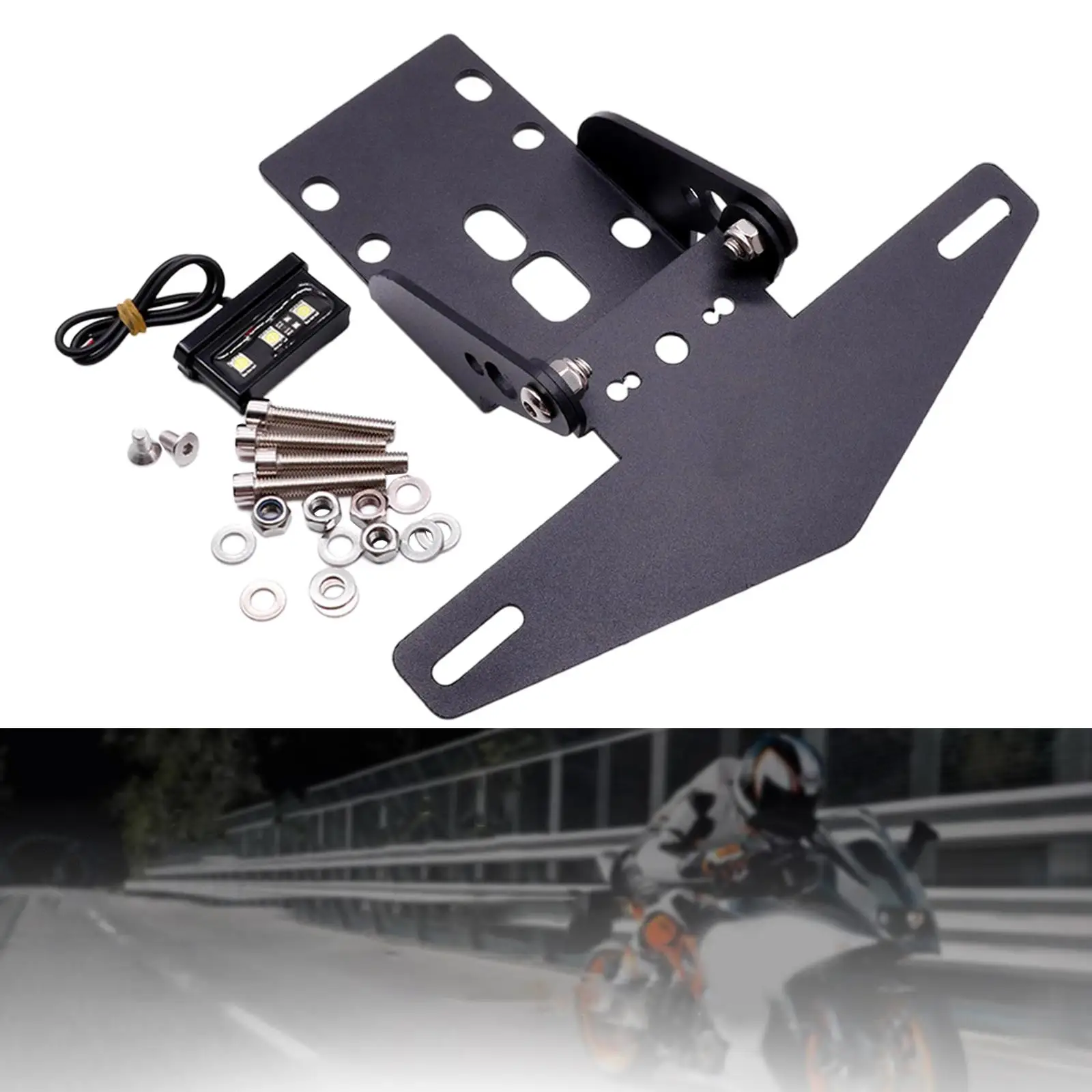 

Licence Plate Holder Tail Tidy Frame Mount Bracket for 125 250 390 RC390 2017-2021 Motorcycle Accessories Black