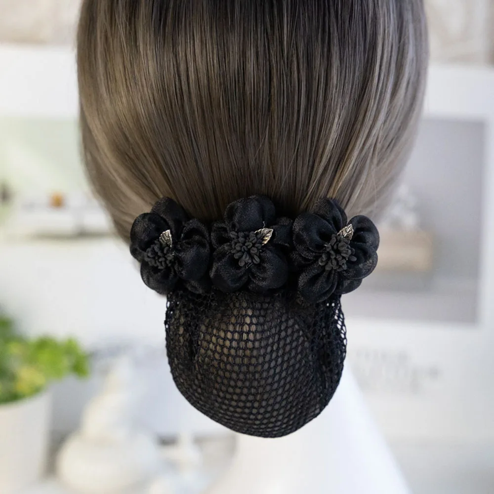 Цветочная заколка для волос с сеткой женщин женский офисный стюардесса