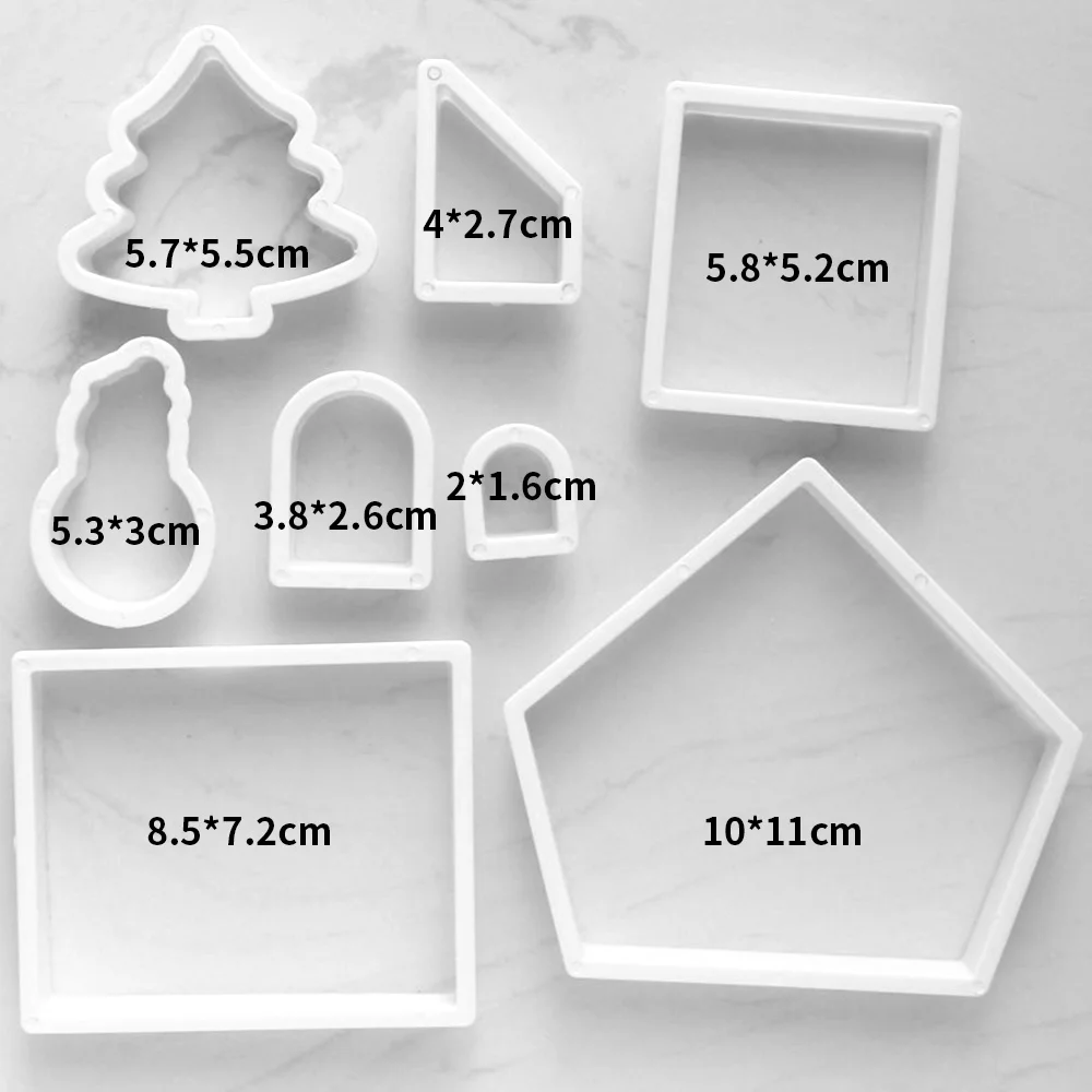 8pcs plastic cookie cutter set 3d christmas gingerbread house mould diy biscuit mold pastry cake stamp baking tools accessories free global shipping