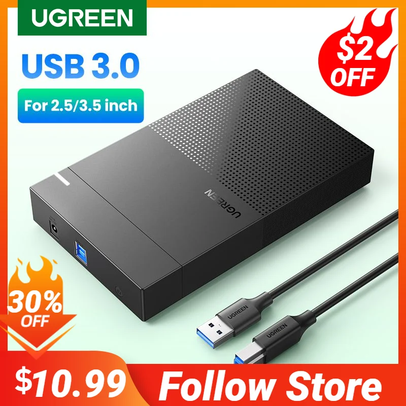 Ugreen HDD Case 3.5 2.5 SATA to USB 3.0 Adapter External Hard Drive Enclosure Reader for SSD Disk HDD Box Case HD 3.5 HDD Case