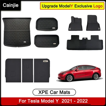 XPE Full Set Car Mats For Tesla Model Y 2021 2022 Left/Right Hand Drive All Weather Waterproof Floor Liner Trunk Mat Accessories