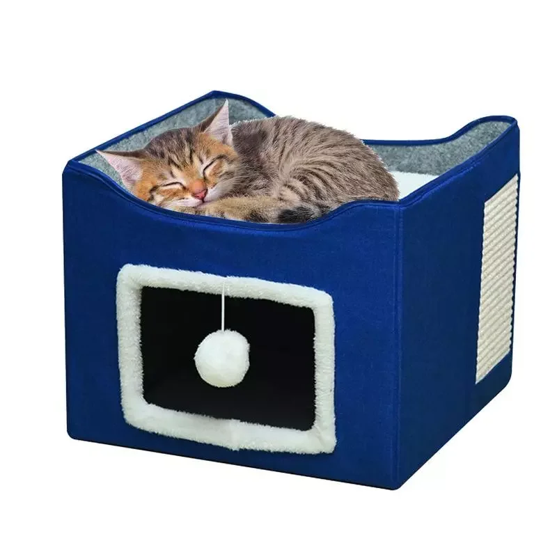 

Cave For Indoor Cats Foldable Cube With Fluffy Ball Pet Supply Cube For Teddy Pomeranian Chihuahua Corgi Small Dogs