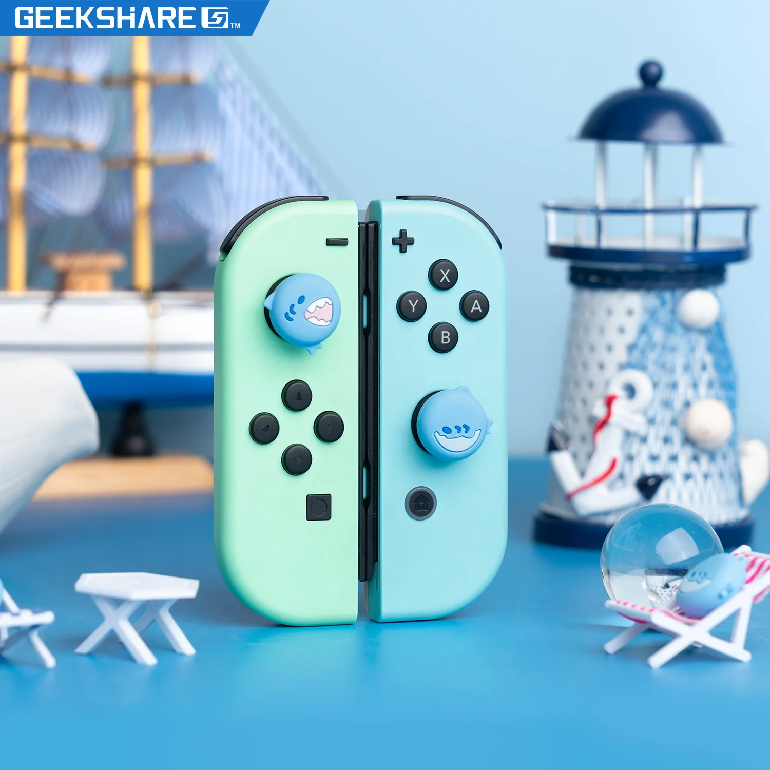 GeekShare Nintendo Switch Thumb Grip Caps New Cute Shark Soft Silicone Joystick Cover For Switch Oled NS Lite Thumbstick Case