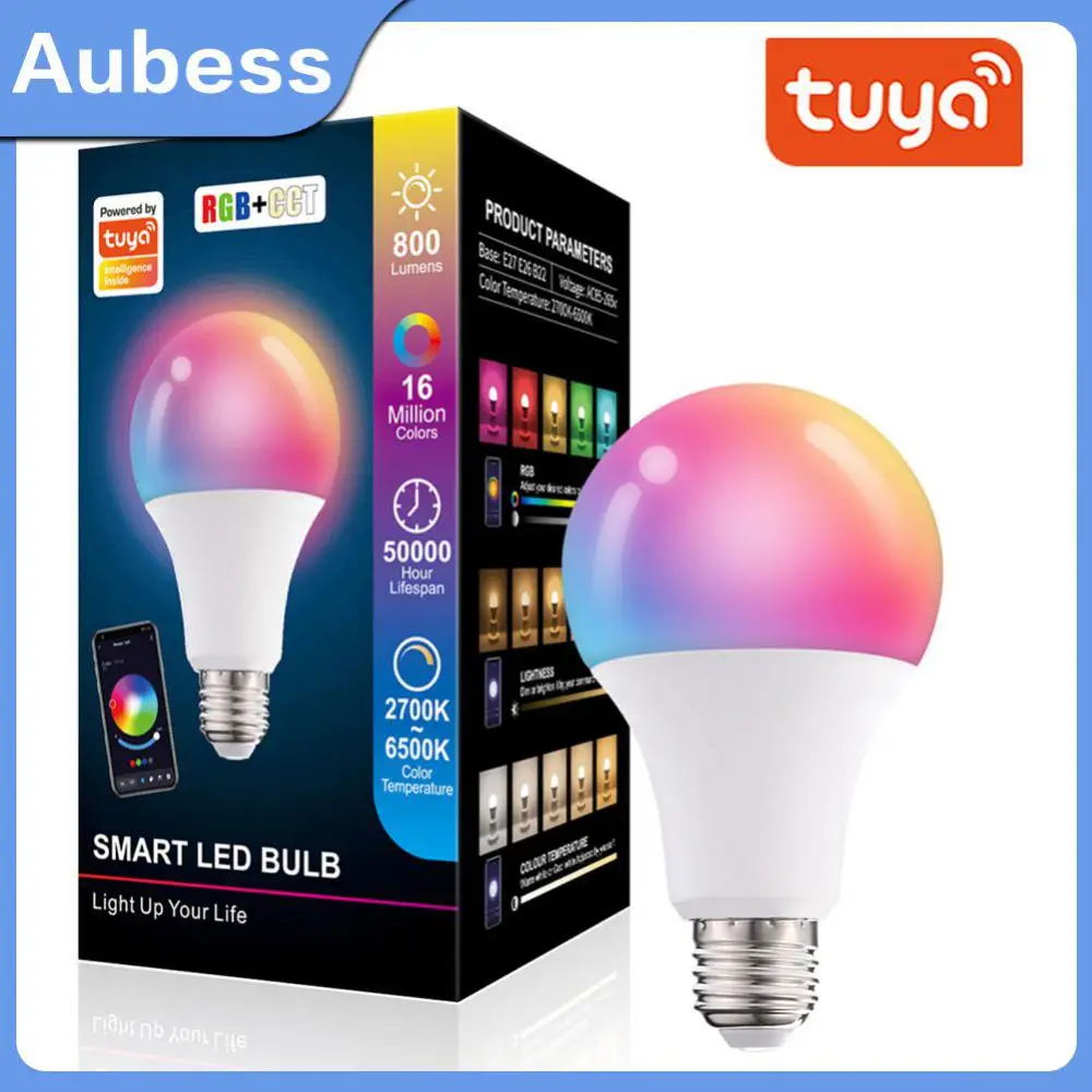 

Tuya Smart Diy Color Rgb Light 10w Led Bulb Dimmable B22 E27 Lamp Bulb Works With Gateway Remote Control