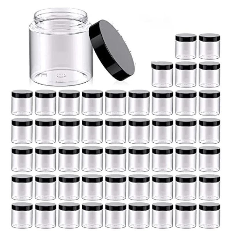 

Круглые прозрачные пластиковые банки с крышками, 50 шт./упаковка, 4 унции