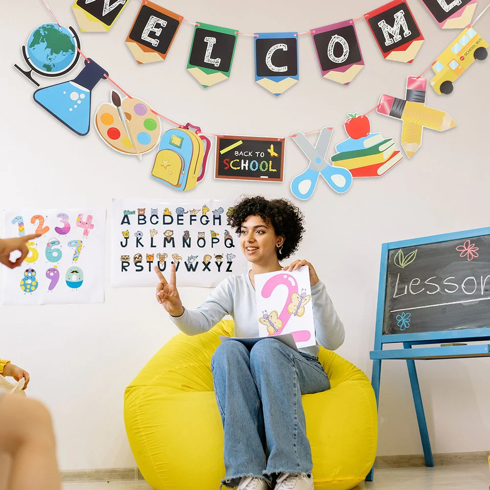 

Back-to-school Back-to-school Supplies Back-to-School Season Hanging Flag Supplies Decor Teachers Party Pull Decorations