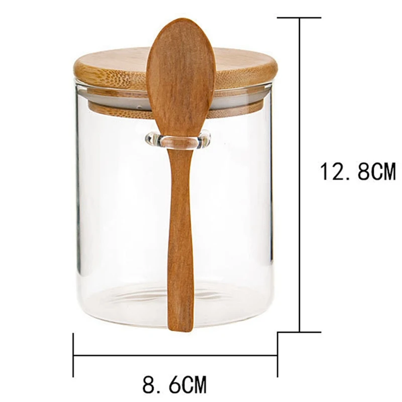 

1 Set Glass Food Storage Jars Borosilicate Glass Canisters With Bamboo Lid & Bamboo Spoons