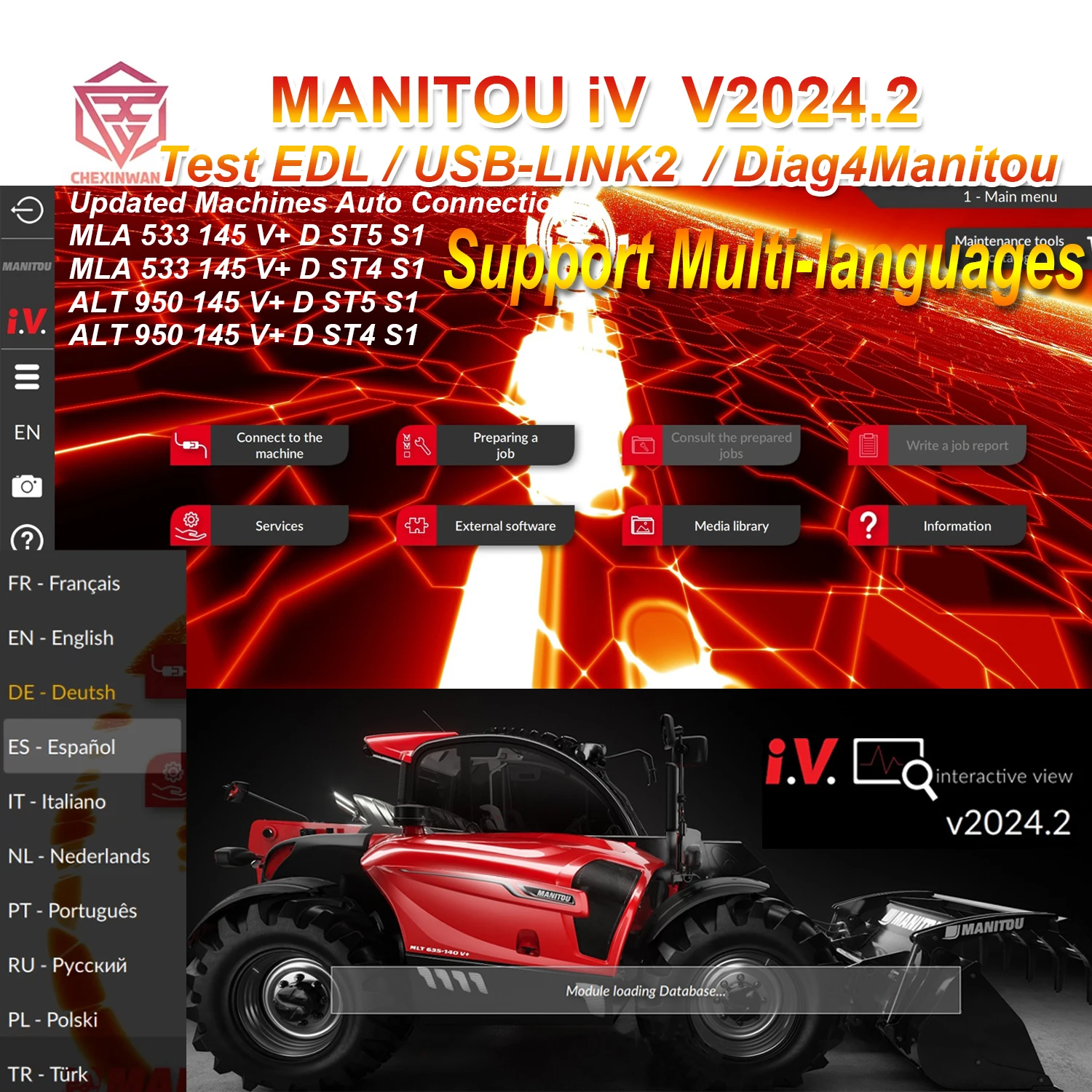 2024.2 для MANITOU iV Interactive View Многоязычная поддержка EDL USB LINK2 Diag4MANITOU AL ALT ATJ= BT GCT MC MT MVT