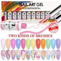 bozlin 12 colors candy color liner gel kit pastel gel polish nail art design uvled painting nail drawing polish diy varnish